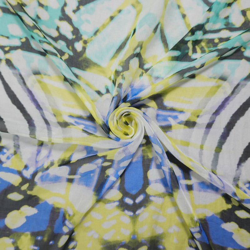 Yellow Abstract Printed Chiffon Woven Fabric