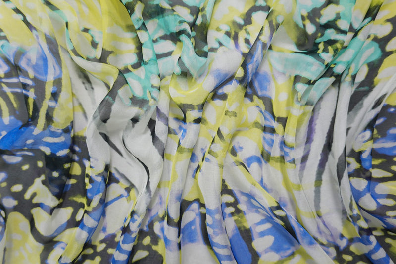 Yellow Abstract Printed Chiffon Woven Fabric