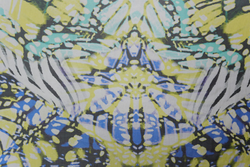 Yellow Abstract Printed Chiffon Woven Fabric