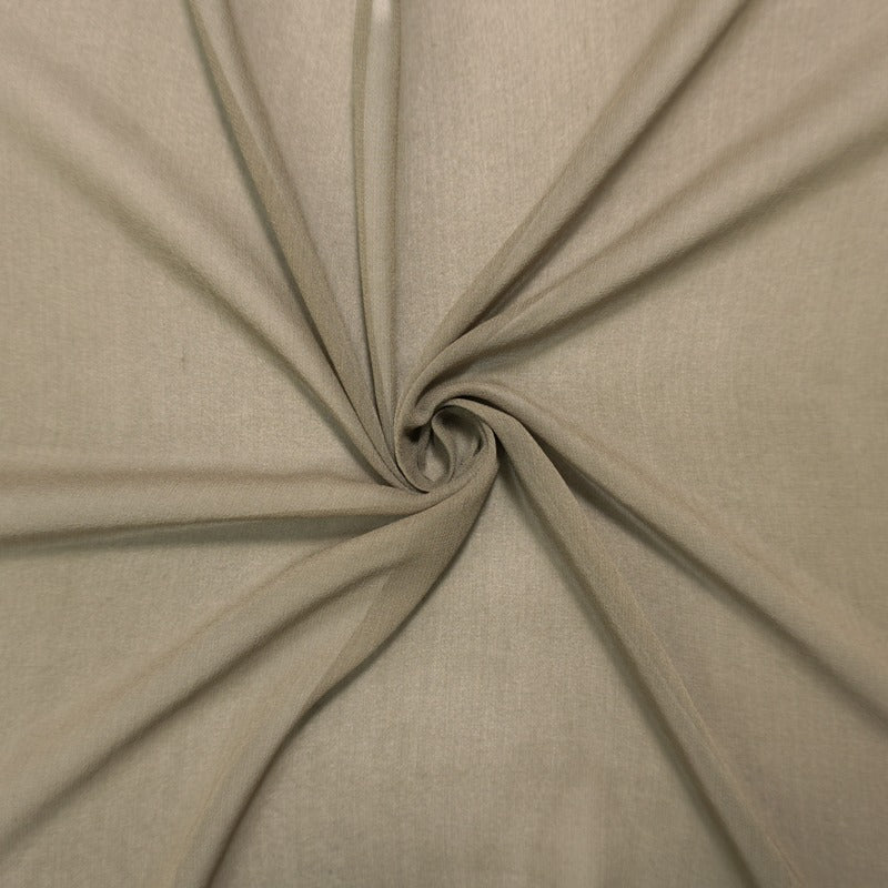 Taupe Brown Silk Solid Chiffon Woven Fabric