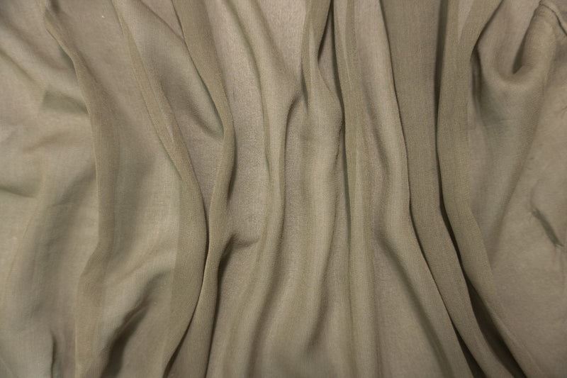 Taupe Brown Silk Solid Chiffon Woven Fabric