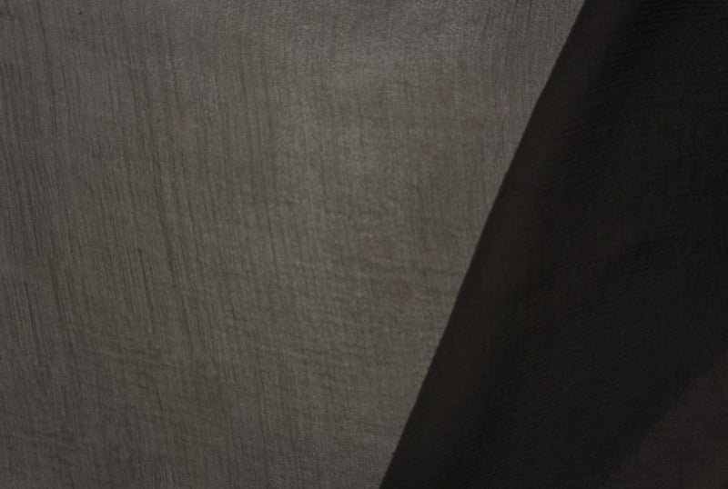 Black Silk Solid Crinkle Yoryu Chiffon Woven Fabric