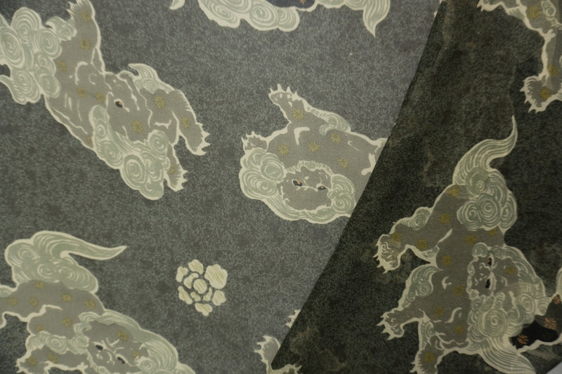 Gray Silk Printed Chiffon Woven Fabric