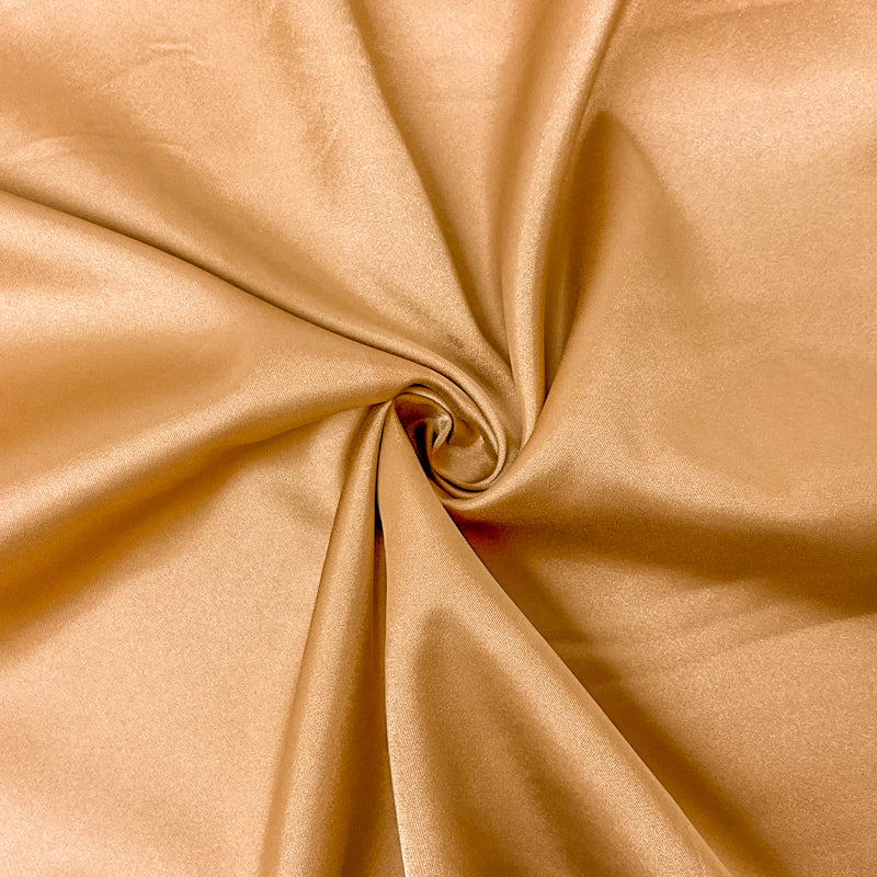 Brown Poly Spandex Solid Twill Satin Woven Fabric