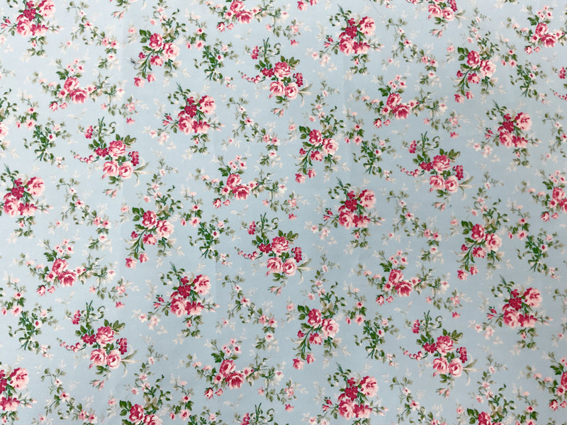 Blue-Multi Floral Printed Board Short Woven Fabric