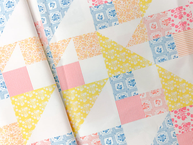 Yellow-Multi Patch Floral Printed Board Short Woven Fabric