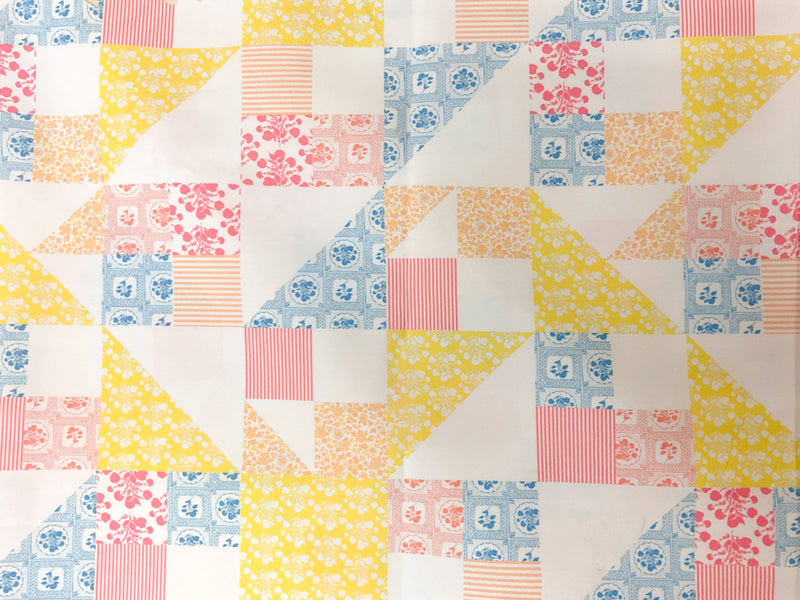 Yellow-Multi Patch Floral Printed Board Short Woven Fabric