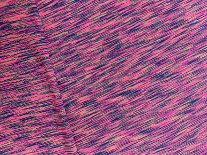 Pink-Navy-Multi Stretch Texture Printed Jersey Knit Fabric