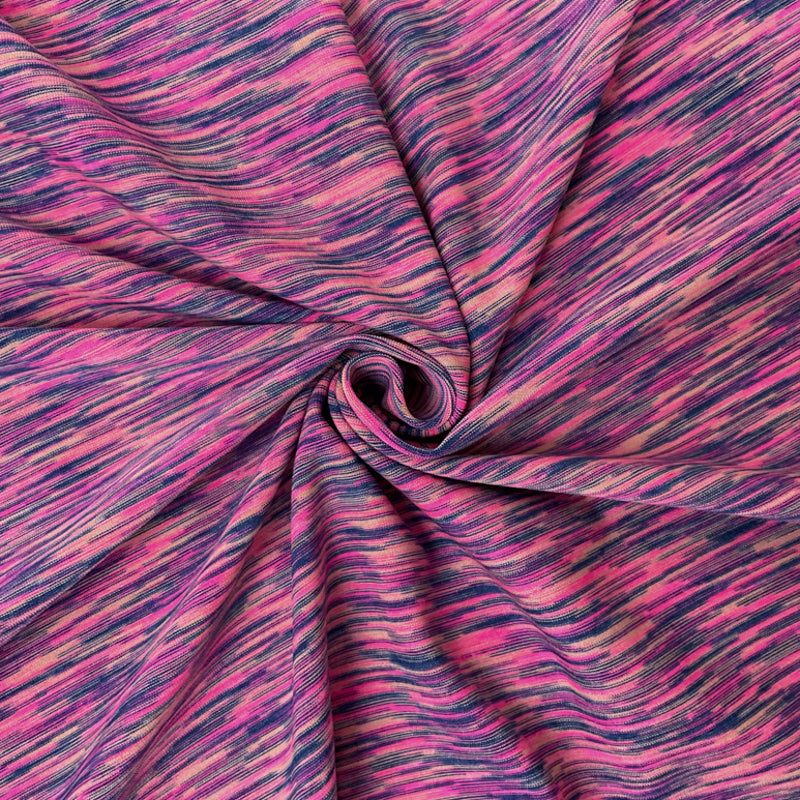 Pink-Navy-Multi Stretch Texture Printed Jersey Knit Fabric