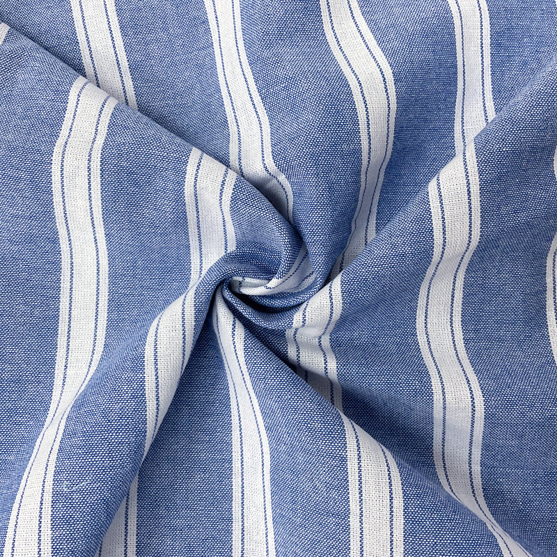Blue-White Cotton Stripe Woven Fabric