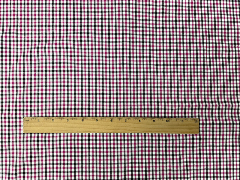Pink-Black-Multi Cotton Spandex Check Gingham Woven Fabric