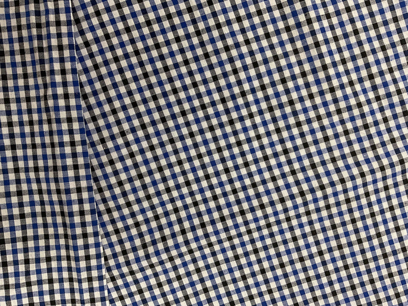 Blue-Multi Cotton Spandex Check Gingham Woven Fabric