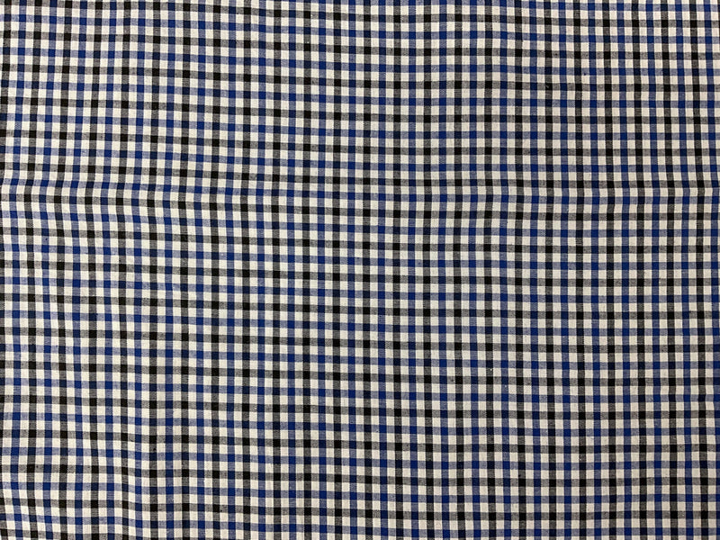 Blue-Multi Cotton Spandex Check Gingham Woven Fabric