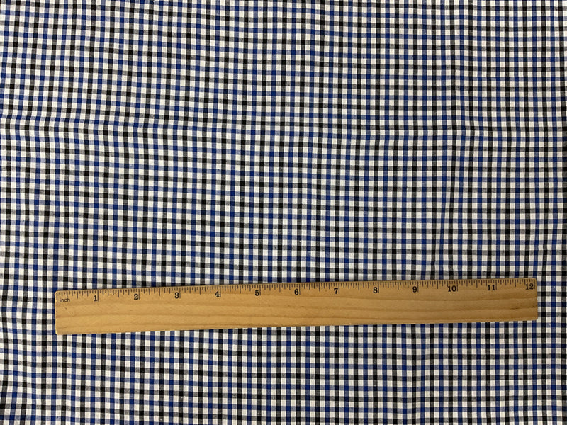 Blue-Multi Cotton Spandex Check Gingham Woven Fabric