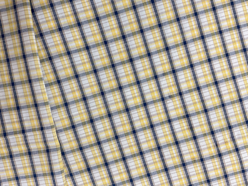 Yellow Cotton Spandex Plaid Madras Woven Fabric