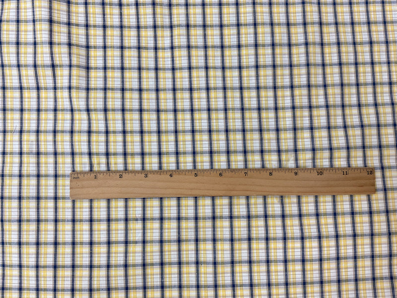 Yellow Cotton Spandex Plaid Madras Woven Fabric