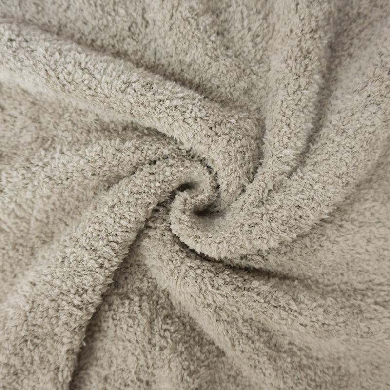 Gray Poly Spandex Stretch Solid Curly Fleece Knit Fabric