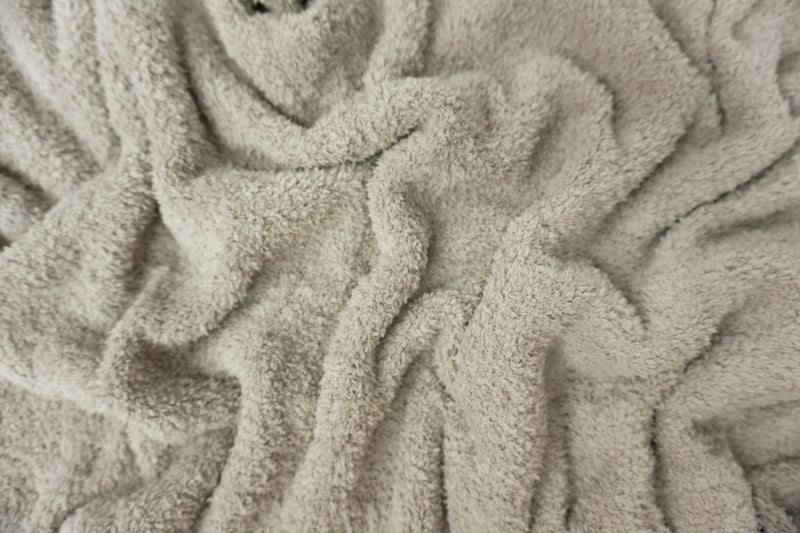 Gray Poly Spandex Stretch Solid Curly Fleece Knit Fabric