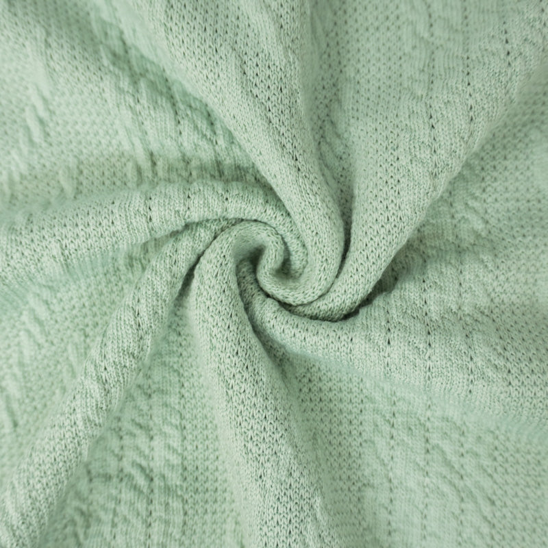 Green Poly Spandex Stretch Cable Sweater Knit Fabric