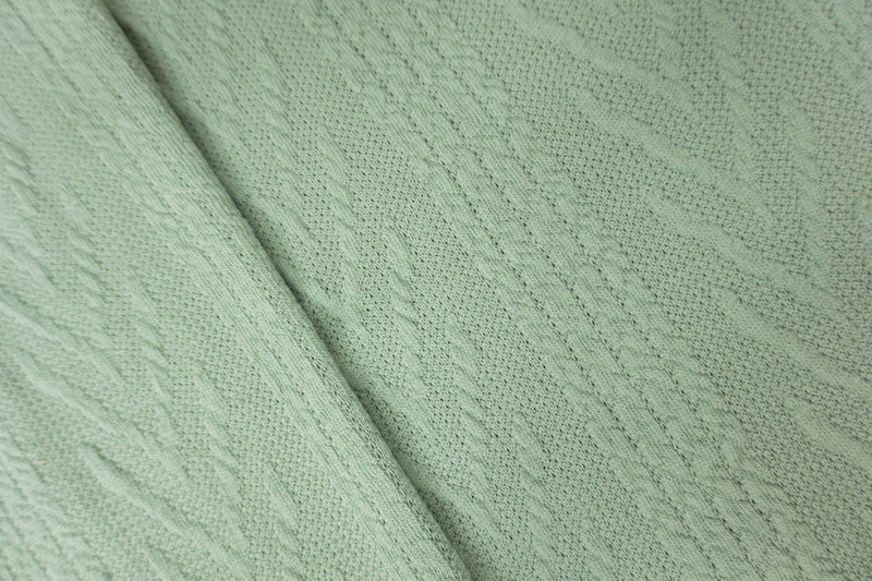 Green Poly Spandex Stretch Cable Sweater Knit Fabric