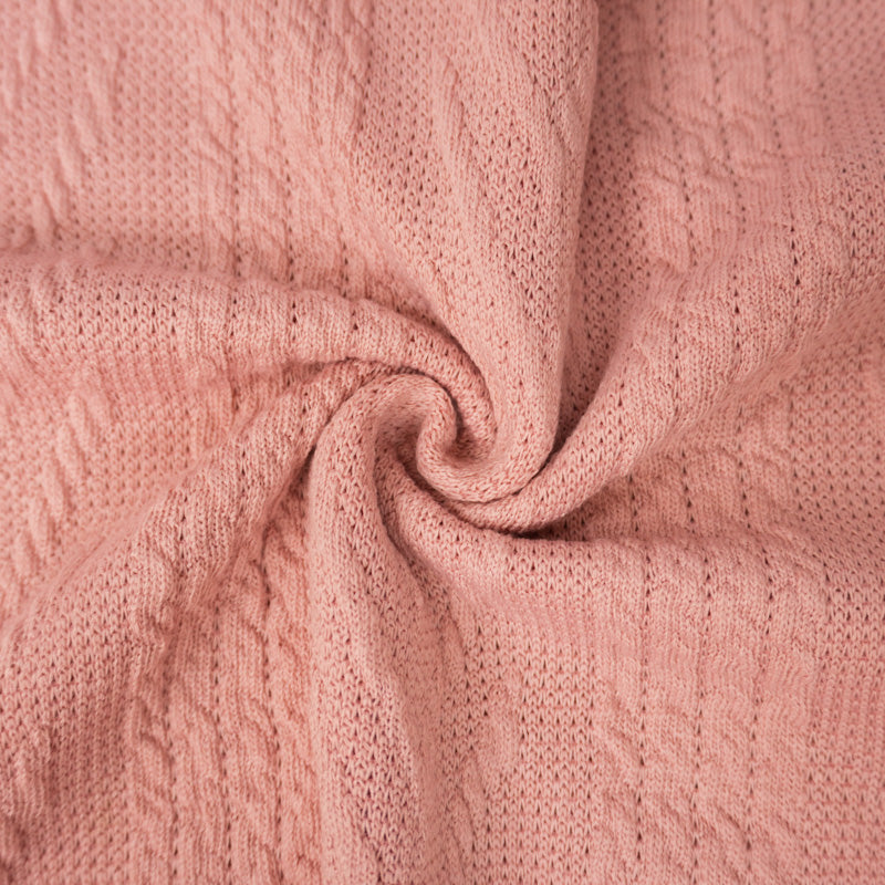 Pink Poly Spandex Stretch Cable Sweater Knit Fabric
