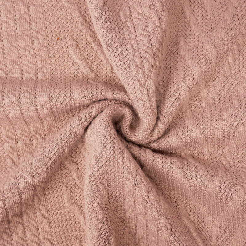 Pink Poly Spandex Stretch Cable Sweater Knit Fabric