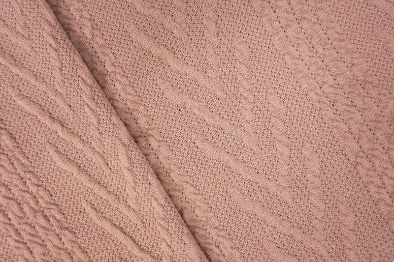 Pink Poly Spandex Stretch Cable Sweater Knit Fabric