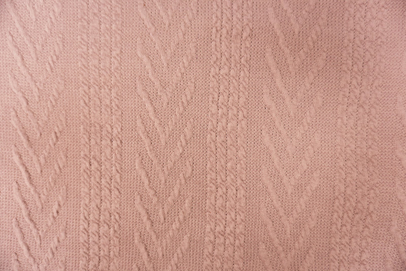 Pink Poly Spandex Stretch Cable Sweater Knit Fabric
