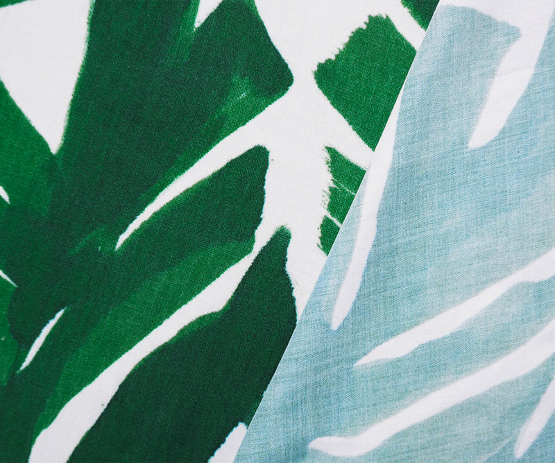Green Viscose Leaves Printed Twill Satin Woven Designer Fabric