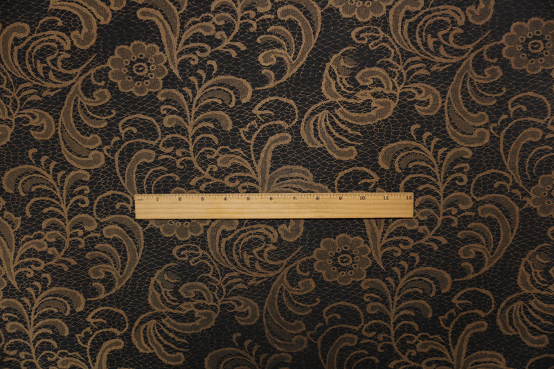 Black-Bronze Poly Spandex Floral Matte Jersey Knit Designer Fabric