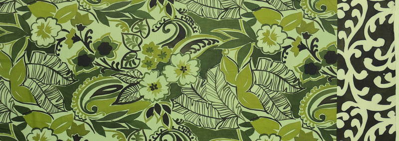 Green Cotton Leaves Border Poplin Woven Famous Designer Fabric