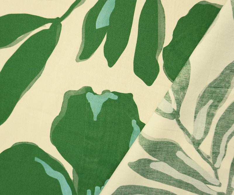 Green-Beige Cotton Floral Printed Poplin Woven Famous Designer Fabric