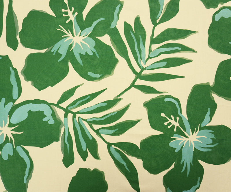 Green-Beige Cotton Floral Printed Poplin Woven Famous Designer Fabric