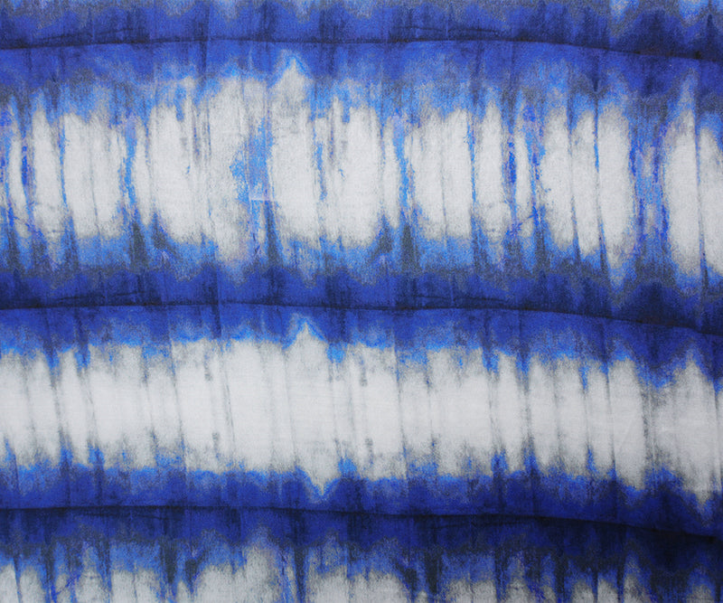 Blue Viscose Tie Dye Printed Satin Woven Famous Designer Fabric