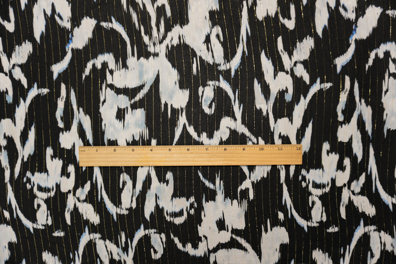 Black-Gold Viscose Blend Abstract Chiffon Famous Designer Fabric
