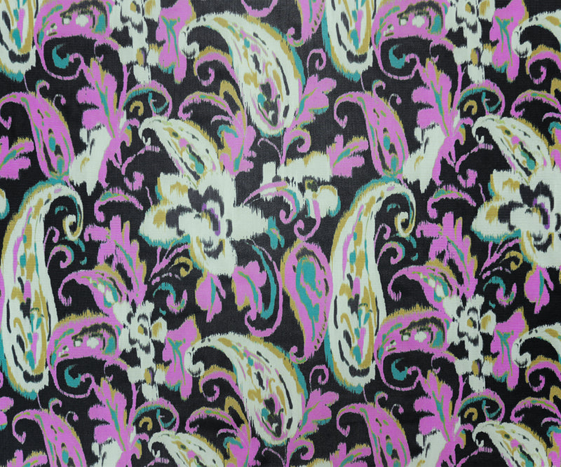 Black Poly Elastic Paisley Print Mesh Knit Famous Designer Fabric