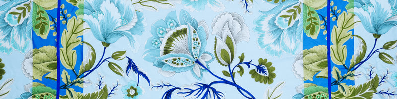 2 YD PC Blue-Green Viscose Floral Twill Woven Famous Designer Fabric
