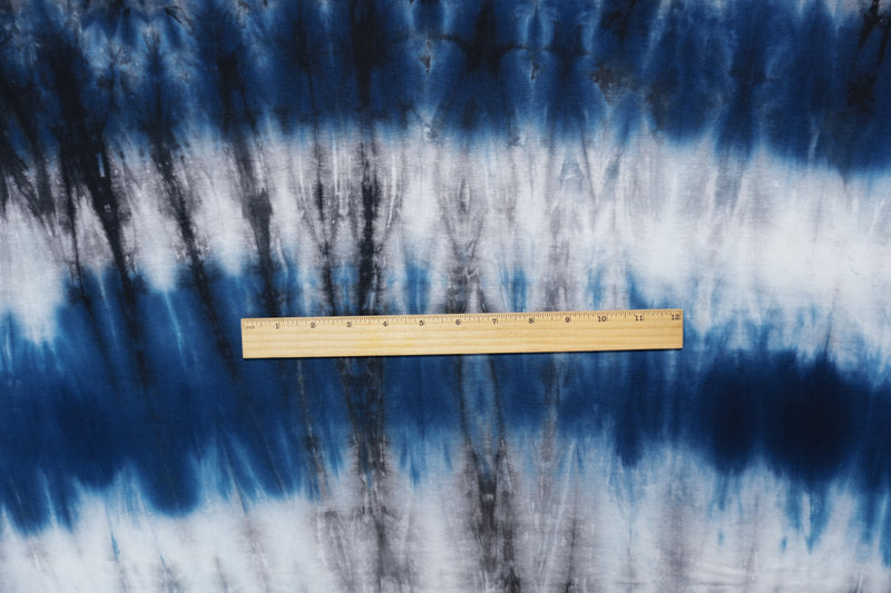 Blue-Black-White Rayon Tie Dye Jersey Knit Designer Fabric