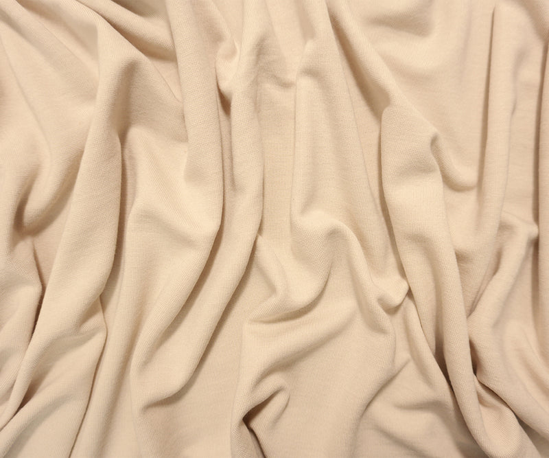 Beige Rayon Blend Solid Double Knit Fabric
