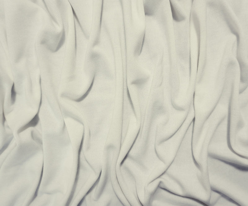 White Poly Blend Solid Jersey Sweater Knit Fabric