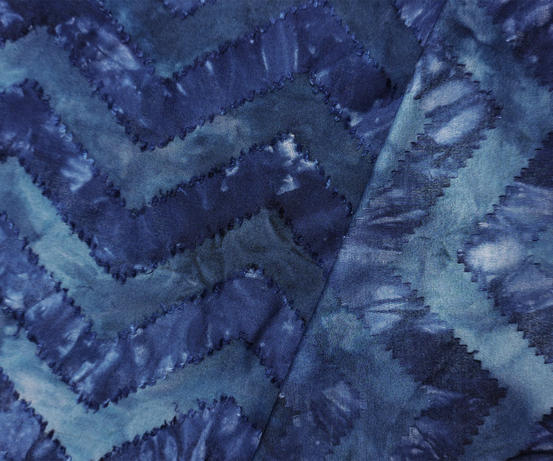 Blue Tie Dye Chevron Jacquard Jersey Knit Famous Designer Fabric