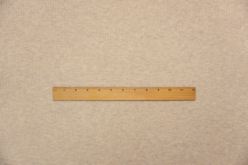 Beige-Silver Poly Blend Heather Sparkle Rib Knit Designer Fabric