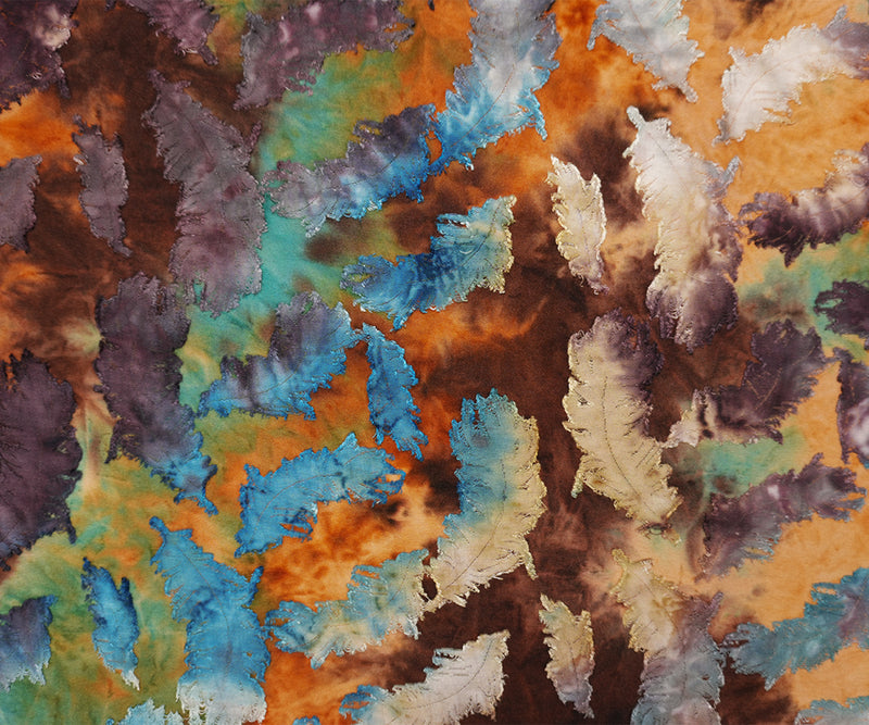 Brown-Multi Tie Dye Feather Jacquard Jersey Knit Designer Fabric