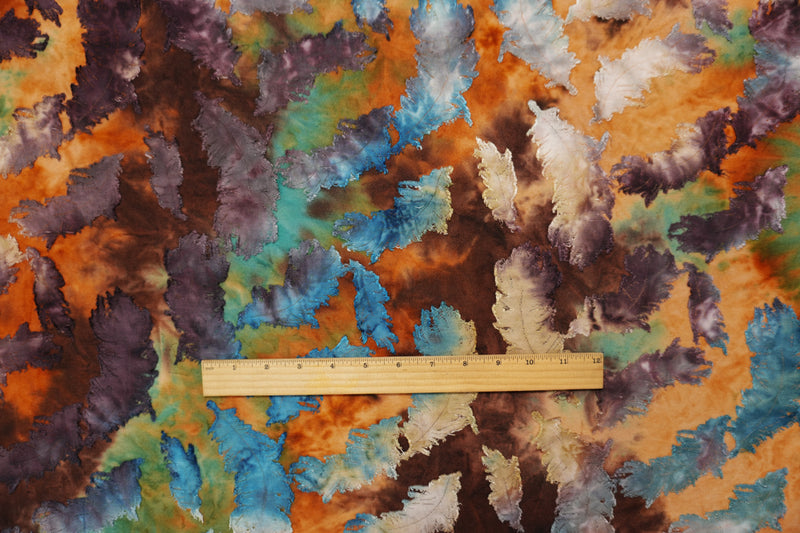 Brown-Multi Tie Dye Feather Jacquard Jersey Knit Designer Fabric