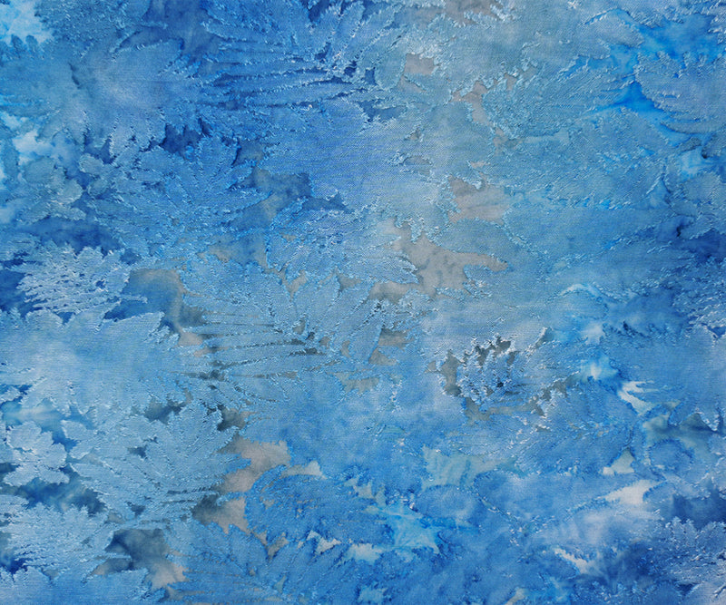 2 YD PC Blue Tie Dye Leaves Jacquard Jersey Knit Famous Designer Fabric