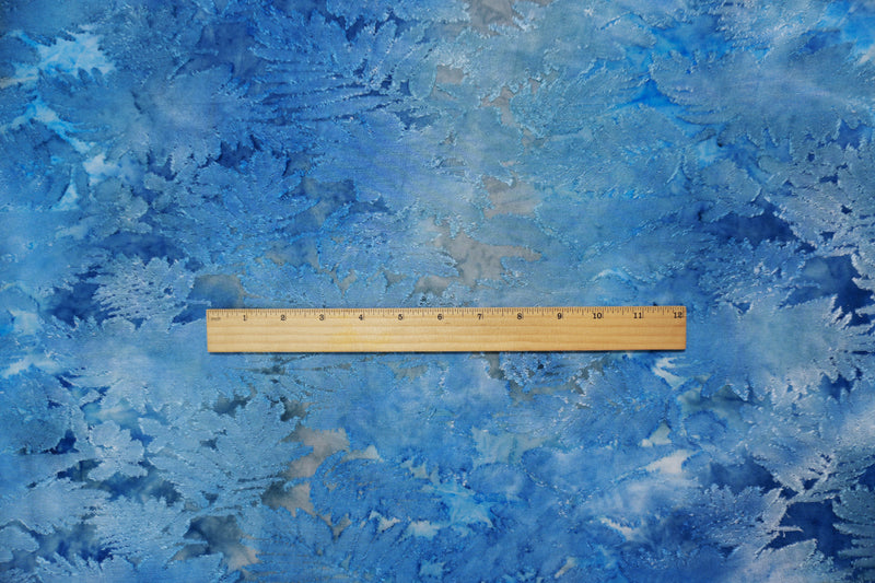 2 YD PC Blue Tie Dye Leaves Jacquard Jersey Knit Famous Designer Fabric
