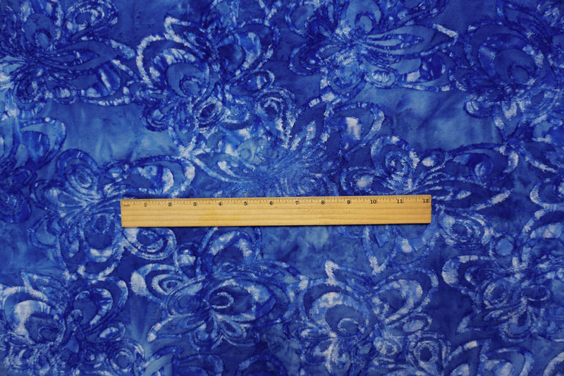Blue Tie Dye Floral Jacquard Jersey Knit Famous Designer Fabric
