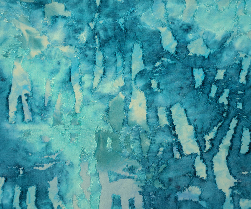 Teal Tie Dye Abstract Jacquard Jersey Knit Famous Designer Fabric