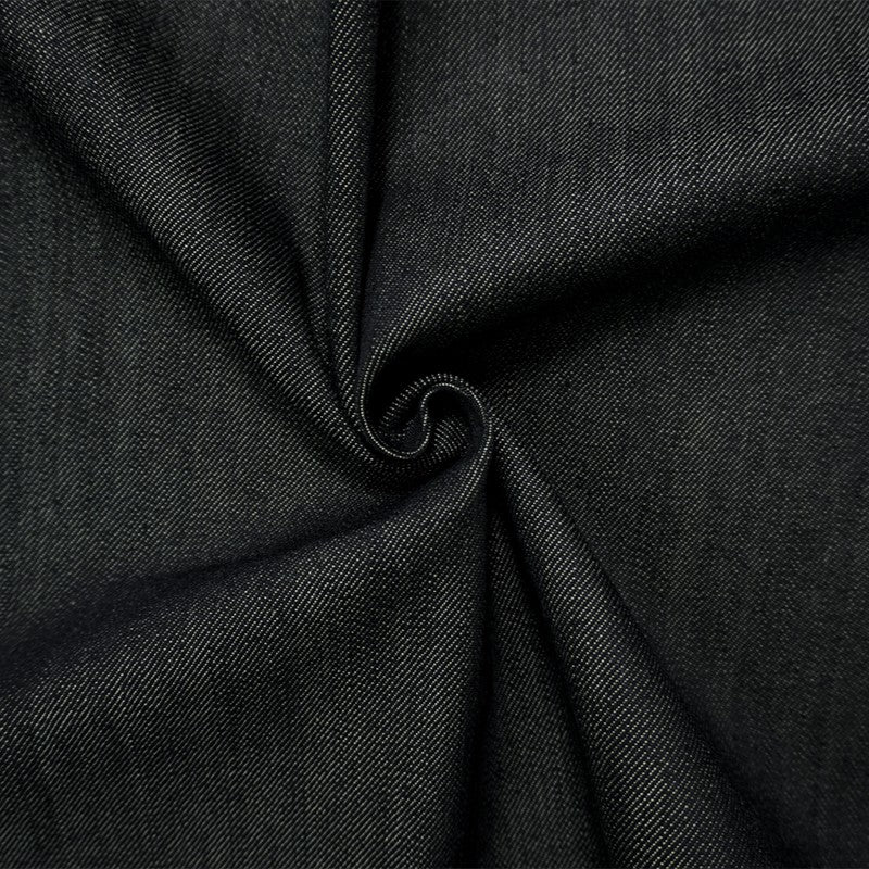 Dark Black 11 oz. Famous Denim Co. Cotton Stretch Denim Twill Woven Fabric