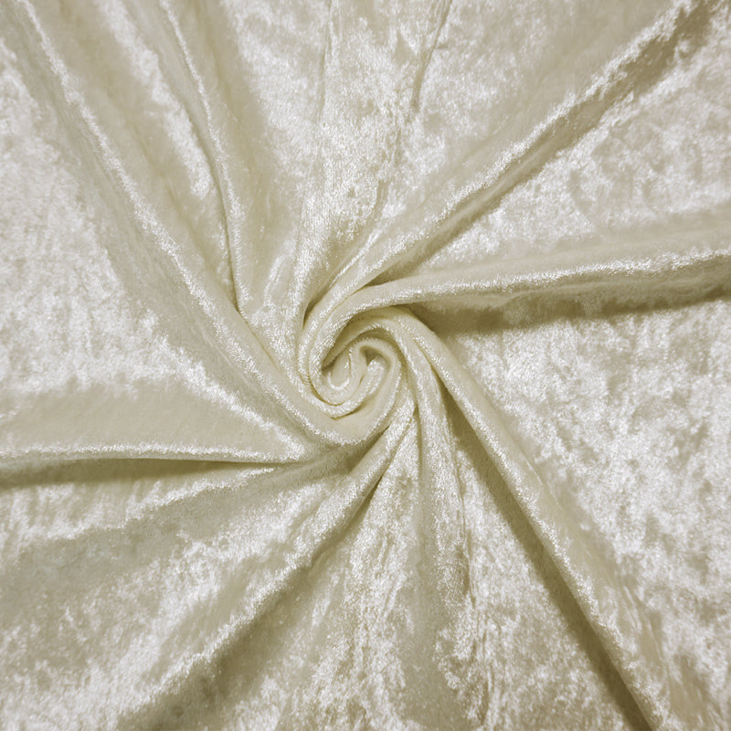 White Poly Spandex Stretch Solid Crushed Velvet Knit Fabric